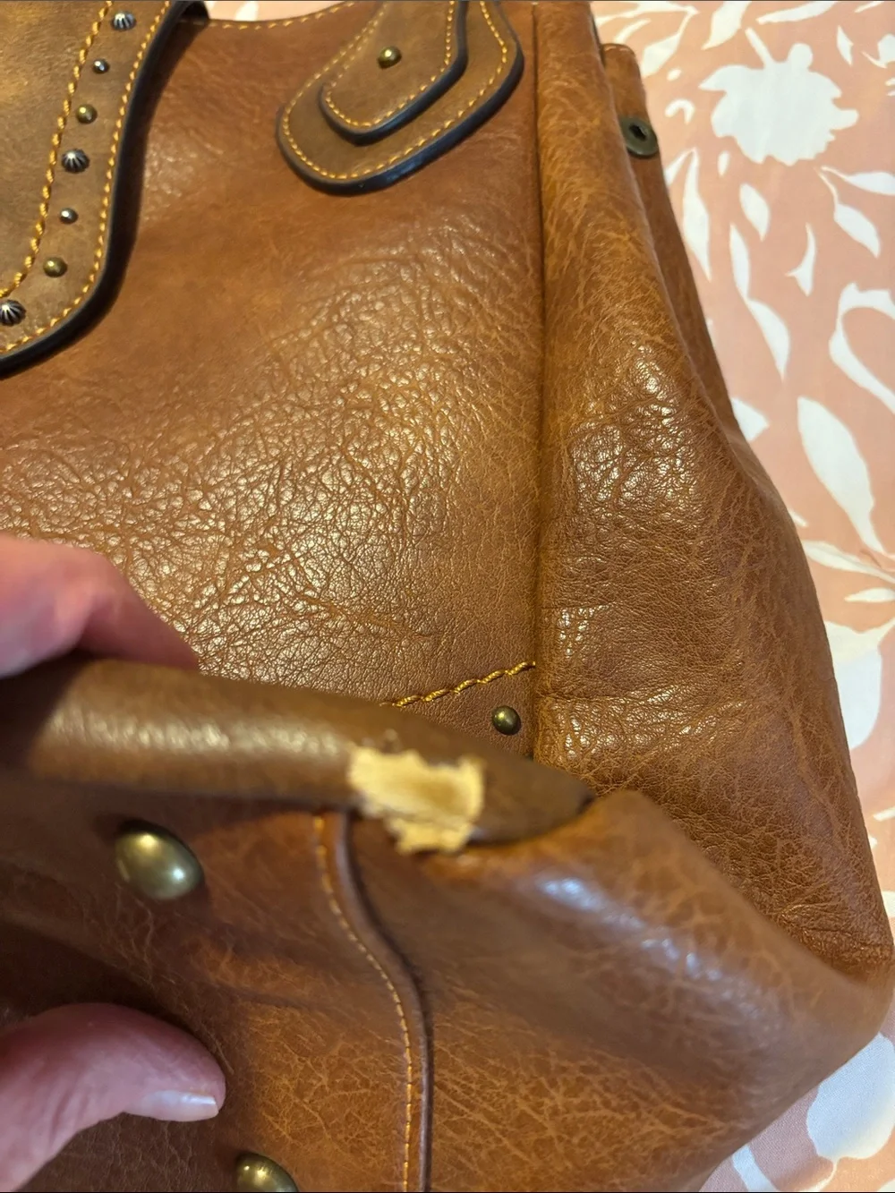 Justin Boots Brown Shoulder Bag with Dual Zip Accents